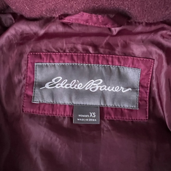 Eddie Bauer Burgundy Women’s Quilted Down Hooded Jacket - XS - Picture 7 of 10